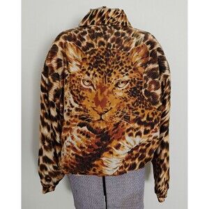 Vtg Fuda International Silk Bomber Jacket Women's Animal Print Full Zip Lined S